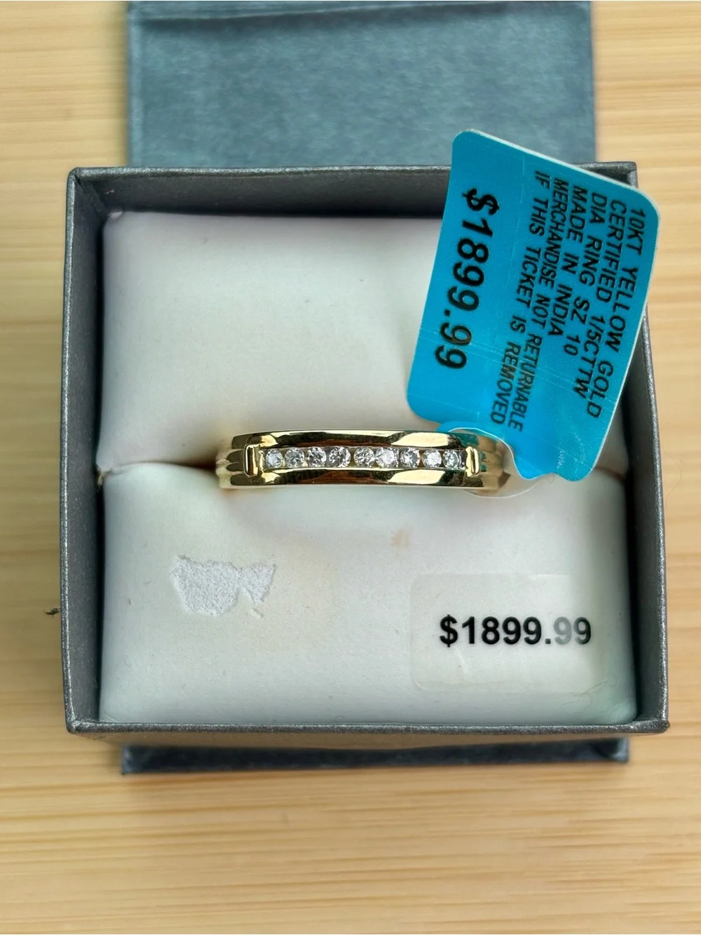 Brand New 10K Yellow Gold Certified 1/5 CTTW Diamond Ring Men's Wedding Band